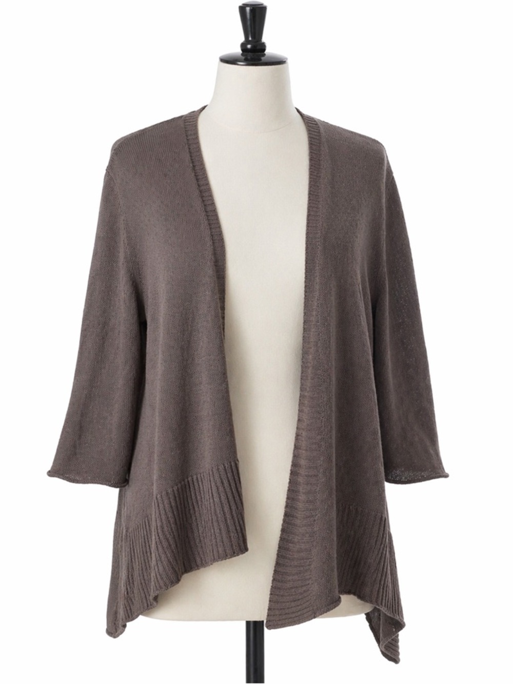 Eileen Fisher Linen Cardigan Mauve Grey 3/4 Sleeve Medium